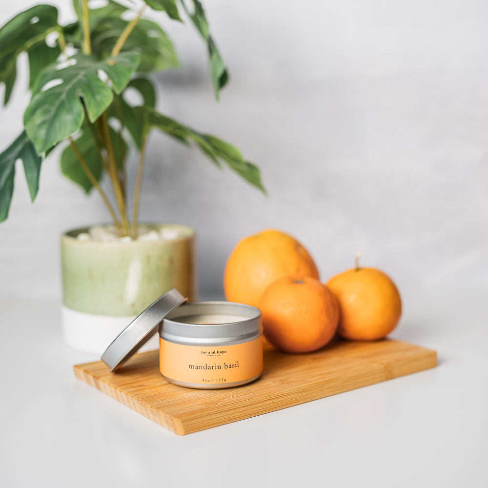 Mandarin Basil - Wood Wick Candle (4oz)
